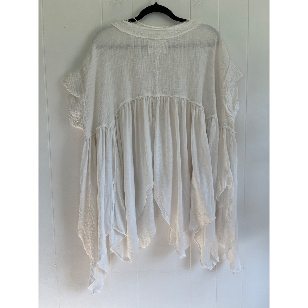 We The Free People White Cotton Gauze Tunic Top Oversized Boho Sharkbite Medium - Picture 3 of 8